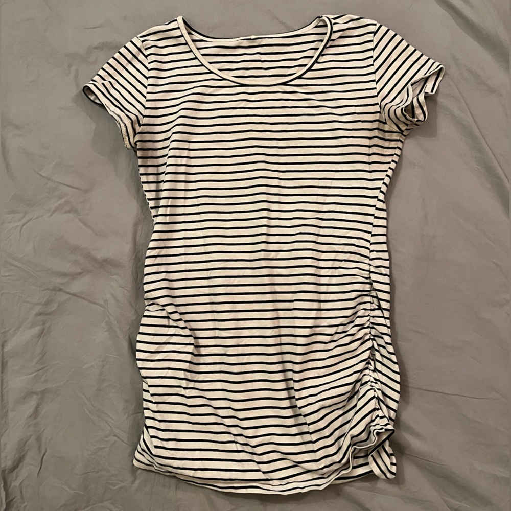 Striped Black and White Maternity Top